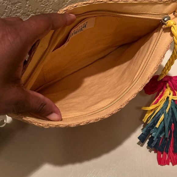 Guadalupe I Love You Embroidered Raffia Pouch Colorful Tip Top Clutch Beachy NWT - Picture 5 of 8